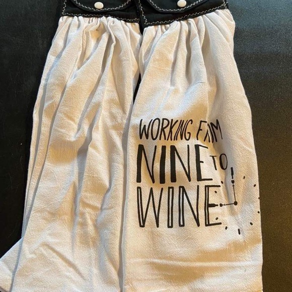 Working From Nine To Wine Hanging Dish Towel, Set of 2 - Picture 2 of 2